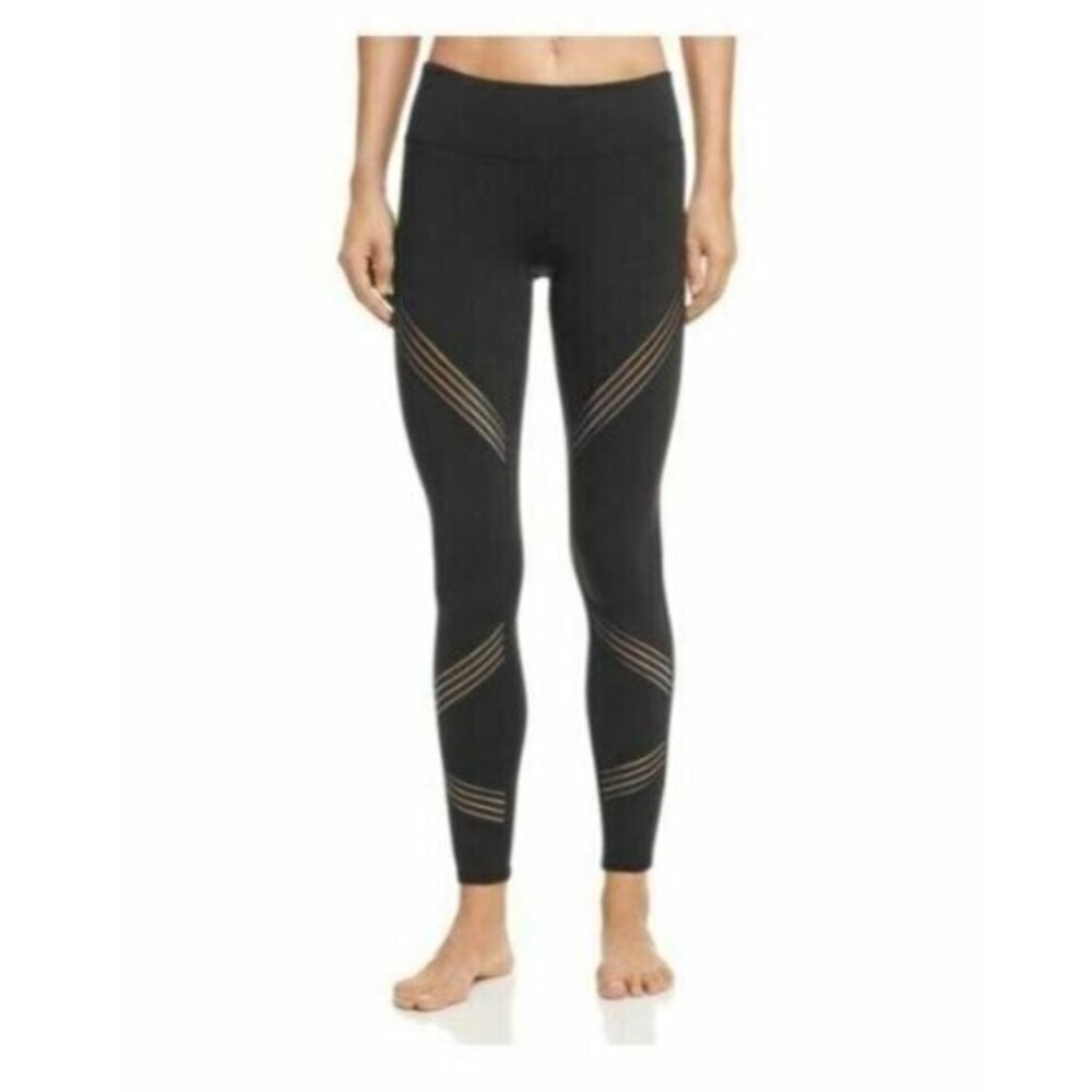 Alo Yoga Multi Leggings Black Mesh Inset Yoga Pants SZ XXS New